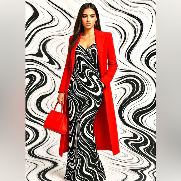 David Meister Dresses & Skirts - VTG,David Meister SILK!Black/White Swirled Lines,Stunning Black & White,Size S/4
